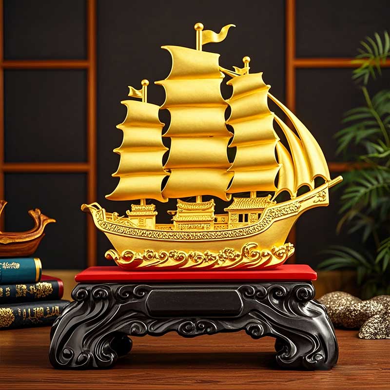 貼牌定制一帆風順帆紗金桌面擺件塑膠加重質(zhì)感工藝藝術(shù)品